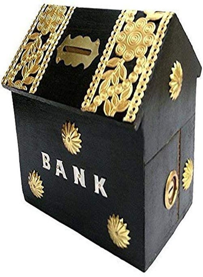Giftoshopee Wooden Money Bank/Piggy Bank/Wooden HUT Money Bank/Money Storage Box/Coin Box/Coin Collector Box/Antique Money Bank/Saving Box/ (Black) - Image 3